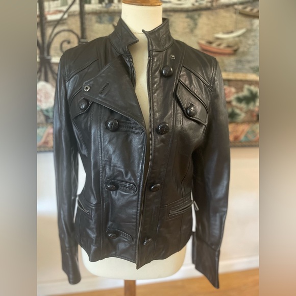 Womens Y2K Moto Jacket Genuine Leather Size M - Picture 2 of 9